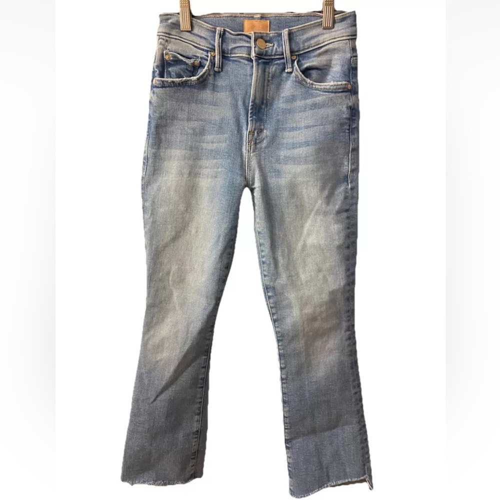 Mother the insider crop step fray Jeans light wash…